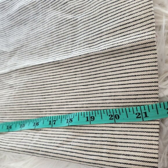 Larry Levine Womens Pants Size 10‎ Linen Ryon Wide Leg Crop Ivory Black Stripe - Picture 10 of 15